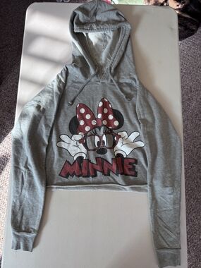 Disney Minnie Mouse Gray Hoodie with Red Polka Dot Bow